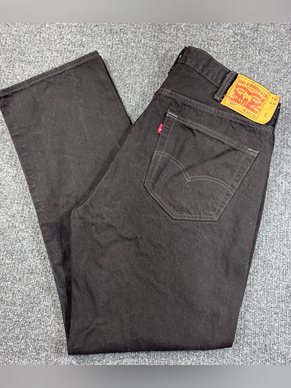 Levi's 501 Jeans Mens 40x32 Black Denim Button Fly Regular Straight